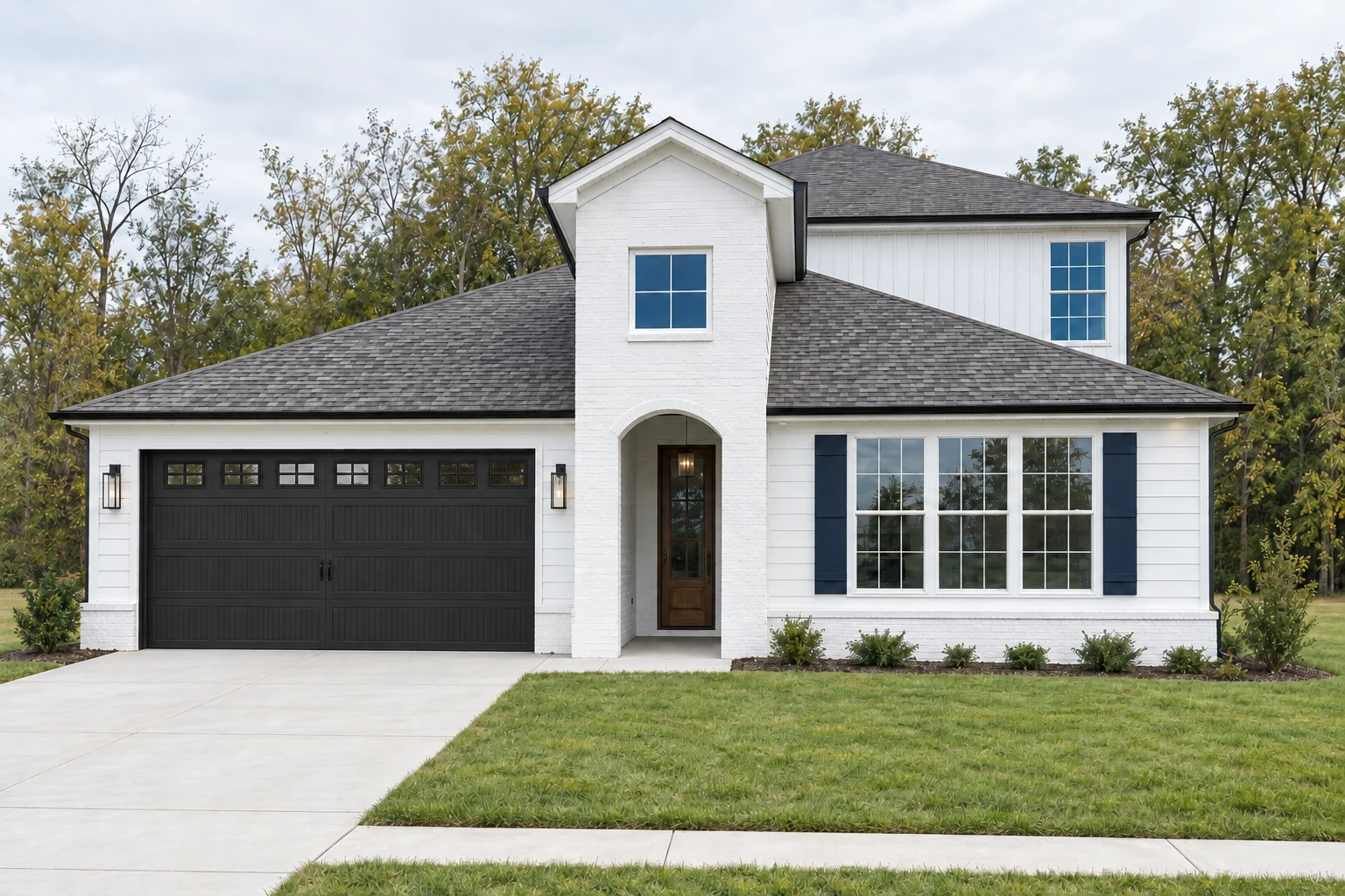 The Archie — exterior visualization with black garage door
